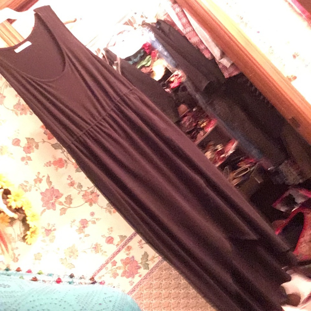 Solid black high low dress